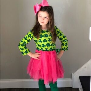 Girls St. Patrick’s day dress Green clover top Shamrock boutique twirl dress